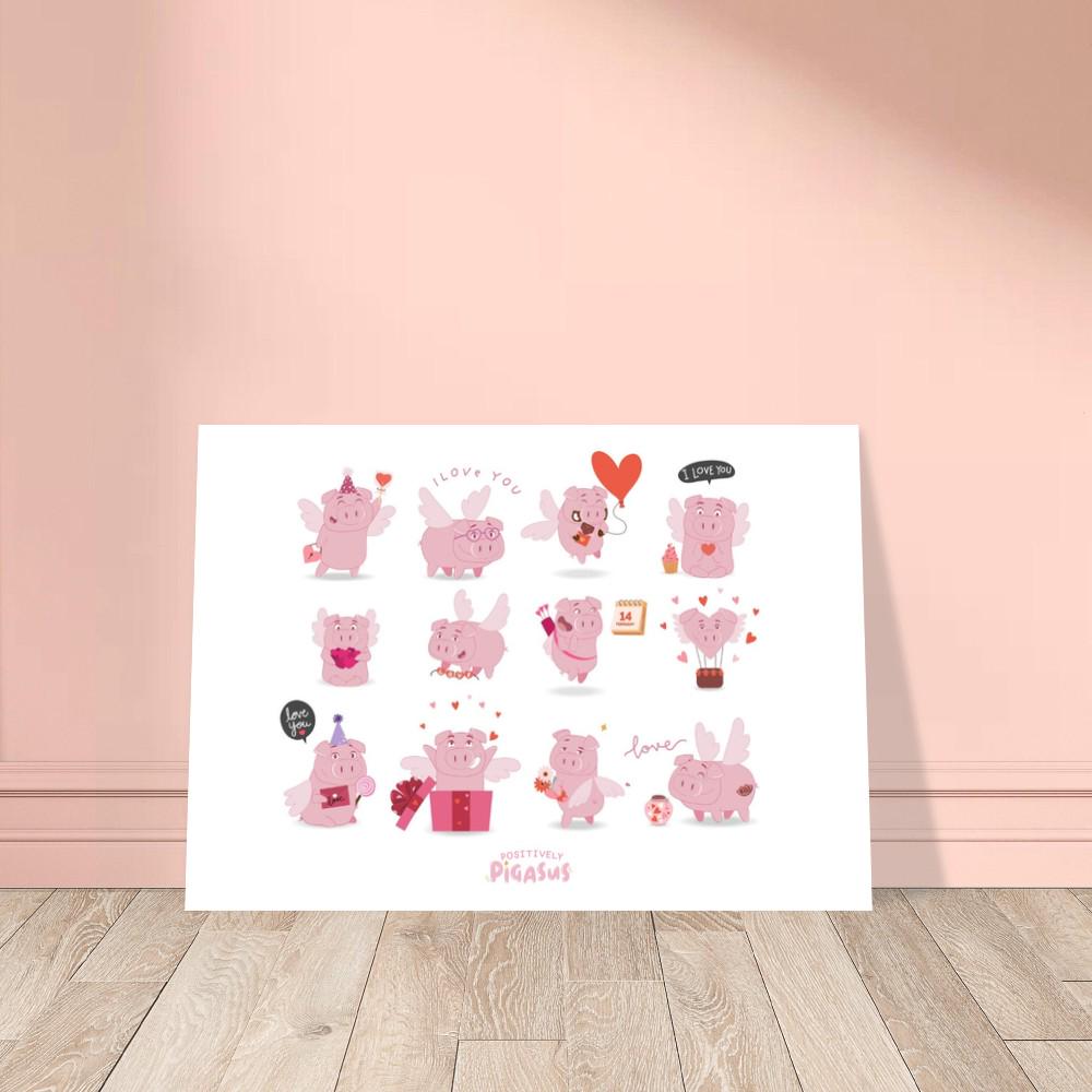 Positively Pigasus | I LOVE YOU Print | Flying Pig Affirmation Art π