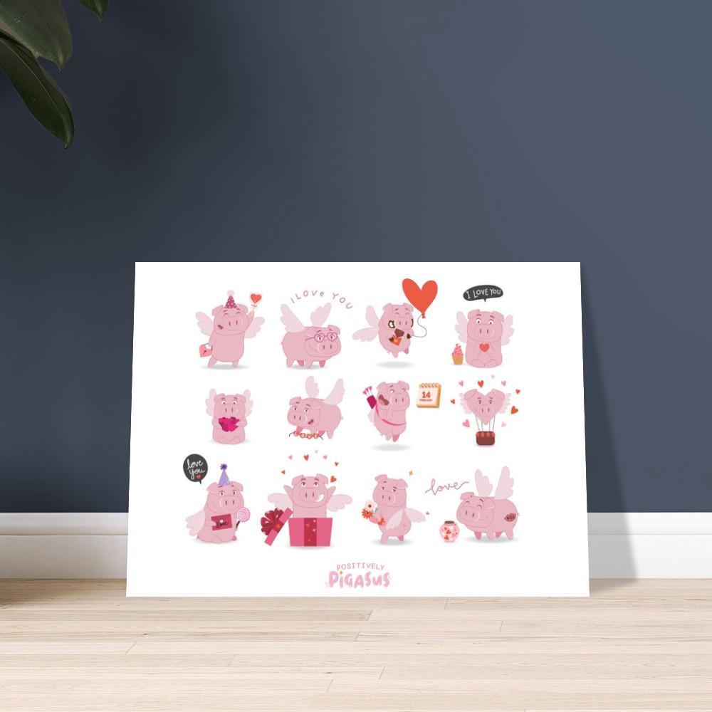 Positively Pigasus | I LOVE YOU Print | Flying Pig Affirmation Art π