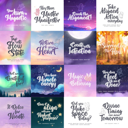 Manifestation Wall Art | 16 Magical Digital Prints | Positively Pigasus Collection