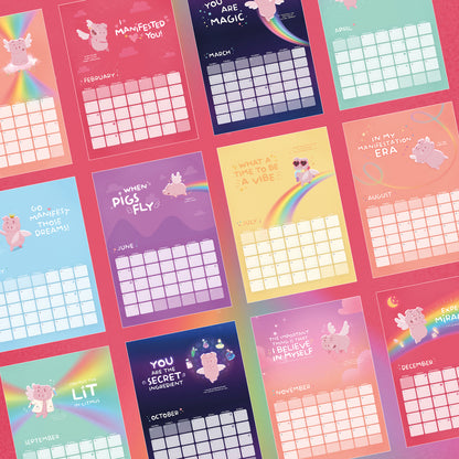 POSITIVELY PIGASUS 2026 Manifestation Calendar | Digital Download