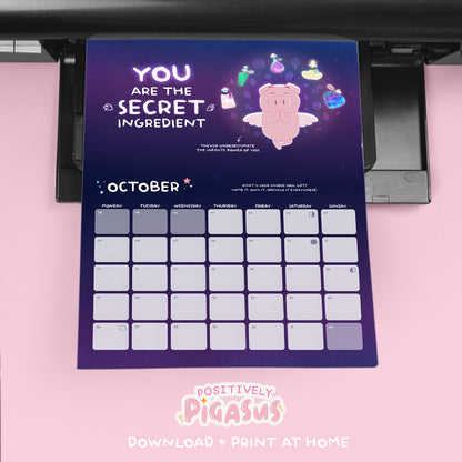 POSITIVELY PIGASUS 2026 Manifestation Calendar | Digital Download