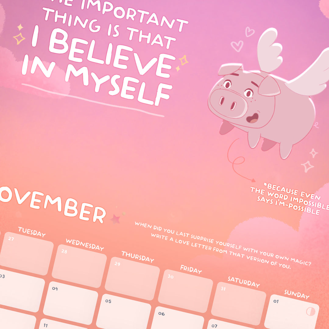 POSITIVELY PIGASUS 2026 Manifestation Calendar | Digital Download