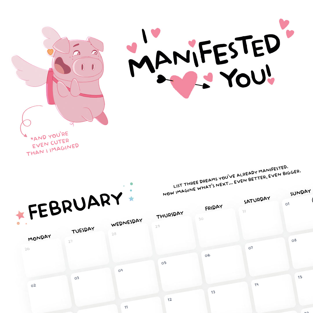 POSITIVELY PIGASUS 2026 Manifestation Calendar | Black & White Digital Edition
