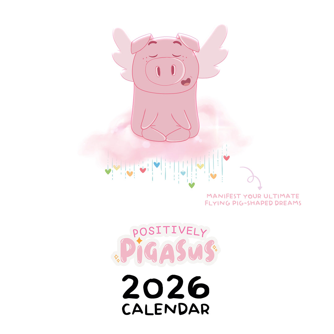 POSITIVELY PIGASUS 2026 Manifestation Calendar | Black & White Digital Edition