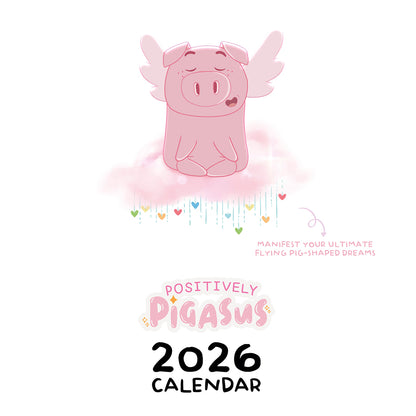POSITIVELY PIGASUS 2026 Manifestation Calendar | Black & White Digital Edition