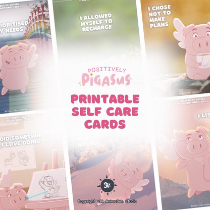 💖 Positively Pigasus Self-Care Cards (Digital Download)