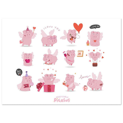 Positively Pigasus | I LOVE YOU Print | Flying Pig Affirmation Art 💖